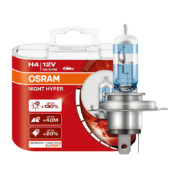 欧司朗(OSRAM)汽车灯泡 大灯远近一体近光灯远光灯卤素灯先锋夜行者H4 【增亮130%，色温3900K】12V 60/55W