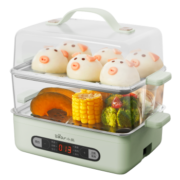 小熊（Bear）煮蛋器 家用多用途电蒸锅 早餐蒸点心蒸蛋器 可预约定时 自动断电 双层可煮14个蛋 ZDQ-B06N3