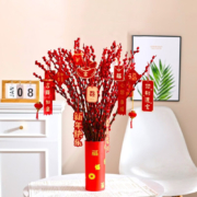 沭之美 年宵花 红色银柳10支 60cm高+卡片（不含盆）