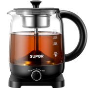 苏泊尔（SUPOR） 养生壶煮茶器煮茶壶电水壶热水壶烧水壶电热水壶迷你玻璃花茶壶黑茶 SW-10C01