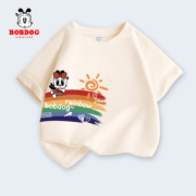 Bobdog 巴布豆 女童夏款纯棉宽松短袖T恤（110~160码）多色 赠文具福袋