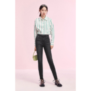 PLUS会员：PEACEBIRD WOMEN 太平鸟女装 女士弹力九分牛仔裤 A8HAC150101