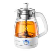 HYUNDAI煮茶器 迷你养生壶一人蒸汽喷淋式煮茶壶花茶壶蒸茶器全自动升级保温黑茶白茶 白色【滤网】