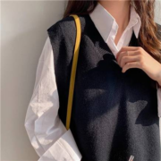 10点：唐狮 女式 百搭V领套针织毛衣