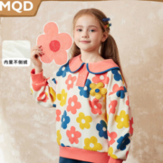 柔软亲肤！MQD 马骑顿 女童半开襟加绒卫衣