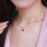 Chow Tai Seng 周大生 红玛瑙玉髓兔生肖纯银项链