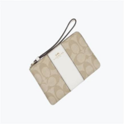 PLUS会员：COACH 蔻驰 奢侈品女士小号手拿包 卡其白色PVCF58035IMDQC
