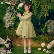 dimu 笛牧 2023春季新款女童立体蝴蝶结蓬蓬连衣裙/风衣外套