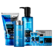 L'OREAL PARIS 巴黎欧莱雅 水能保湿系列 男士护肤套装 (洁面膏100ml+水凝露120ml+滋润乳50ml)赠洁面50ml*2+水凝露50ml+面膜30ml*3+滋润乳22ml+防晒露15ml+手机支架+礼盒+贺卡