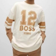 HUGO BOSS 雨果·博斯 C Ebase 女士皮马棉印花宽松短袖T恤 50477813