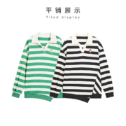 飞鸟和新酒  宽松H型POLO领条纹卫衣女 S-L