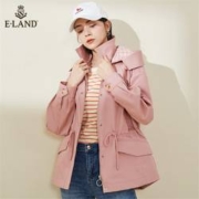22日10点：E·LAND 衣恋 女式短款连帽风衣 EEJAA12C1M25
