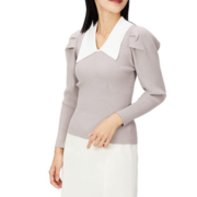 SNIDEL 女士纯色翻领泡泡袖罗纹针织衫 SWNT225074  含税直邮到手￥310.28