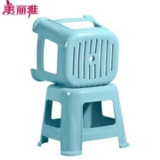 美丽雅 凳子加厚塑料纹影凳  蓝色 2个装