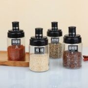 好久来 玻璃调味瓶勺盖一体 4个调料瓶