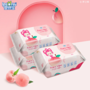 干湿两用！Insoftb 婴舒宝 桃子系列 婴儿棉柔巾 100抽*3包