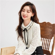 28日10点：CHIU·SHUI 秋水伊人 女士蕾丝长袖上衣 622408A057388