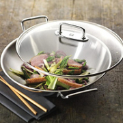 Zwilling 双立人 Plus系列 40992-332-0 中式无涂层双耳炒锅32cm 带玻璃盖+滤油架