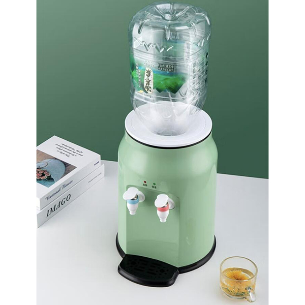 美宁达（Meiningda）饮水机小型家用迷你台式饮水器宿舍办公室学生桌面冷热两用制水器 橄榄绿（温热款）