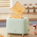美的（Midea）多士炉面包机烤三明治面包片机全自动家用小型不锈钢内胆2片吐司机早餐智能断电机E1301 6档烘烤