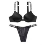 plus会员：VICTORIAS SECRET 维多利亚的秘密 女士水钻Logo肩带 文胸套装