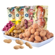 重磅新品【三只松鼠_鲜虾/烤肉味虾条豆果140g】青豆炒货怀旧零食