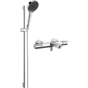 预售、PLUS会员：hansgrohe 汉斯格雅 境雨系列 花洒套装 15348+268657 白色手持+恒温龙头