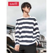 Baleno 班尼路 男款条纹圆领打底衫长袖T恤