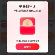 天猫APP 闪购红包 实测抽到0.66元