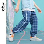柔软舒适！MQD 马骑顿 男童韩版格子牛仔防蚊裤