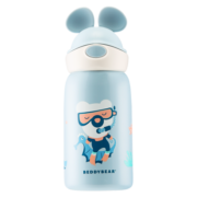 杯具熊（BEDDYBEAR） 儿童保温杯子大容量带杯套316不锈钢内胆宝宝吸管直饮两用水杯 熊游游600ML
