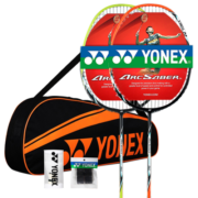 YONEX尤尼克斯羽毛球拍全碳素对拍弓箭套装ARC5I附手胶拍包尼龙球