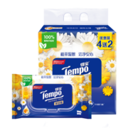 得宝（TEMPO）湿厕纸 洋甘菊植萃精华40片*4包+10片*2包 湿纸巾 湿巾私处 厕纸