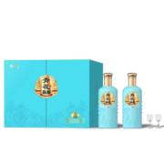 青花 2瓶白酒礼盒套装陈酿清香型53度500ml 含2个酒杯