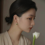 蒂卡世琦 925银和田玉珍珠耳钉小众轻奢人造和田玉绕线珍珠女 珍珠和田玉耳坠