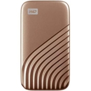 Western Digital 1TB My Passport SSD 便携式外置固态硬盘，金色，坚固耐用，速度极快，带硬件加密的密码保护 - WDBAGF0010BGD-WESN