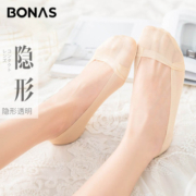 宝娜斯船袜女浅口隐形硅胶防滑蕾丝袜子春夏季高跟鞋超薄冰丝短袜