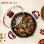 凌丰（LINKFAIR）304不锈钢汤锅深汤锅深烧锅双耳汤锅煤气电磁炉通用 20cm健康不粘汤锅 LFDTG-AC20SC