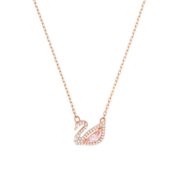 SWAROVSKI 施华洛世奇 DAZZLING SWAN粉色天鹅女人造仿水晶项链锁骨链吊坠5469989 礼物女轻奢饰品 粉色