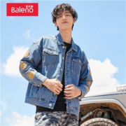 限尺码、PLUS会员：Baleno 班尼路 牛仔外套 男装笑面LOGO牛仔外套 03D03D S