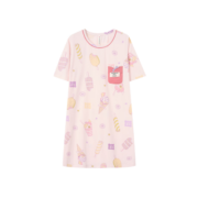 芬腾 睡裙女纯棉2023年夏季新款少女可爱圆领蝶结短袖家居服女士睡裙 樱花粉 L