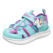 Skechers斯凯奇包头女童凉鞋夏季小童休闲公主鞋 302721N TQMT青绿色/多彩色 26