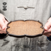 容山堂竹聚竹编壶承干泡台茶席小茶盘茶托茶杯架竹席托盘茶具配件