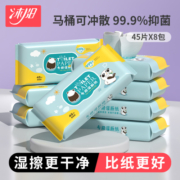 沐阳45抽便携湿厕纸小包家庭实惠装男女私处清洁湿巾可充散湿纸巾