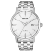 西铁城（CITIZEN）手表男 光动能系列腕表 时尚商务男表 日期显示防水表 生日礼物 BM7460-88H 白盘钢带
