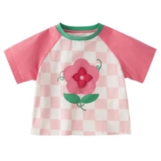jellybaby儿童夏装2023新款宝宝撞色上衣小童衣服夏潮女童短袖t恤