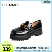 天美意复古厚底乐福鞋女松糕小皮鞋单鞋春新商场同款CX319AA2