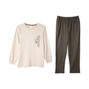 芬腾睡衣女纯棉兔子印花春季休闲落肩套头家居服套装Q9983732541