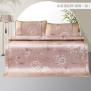 触感清凉！FUANNA 富安娜 细冰丝提花席 轻薄舒适 咖 180*200cm