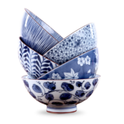 美浓烧（Mino Yaki） 【日本原装进口】美浓烧餐具陶瓷碗日式家用米饭碗餐具套装礼盒 5.5英寸蓝绘5件套